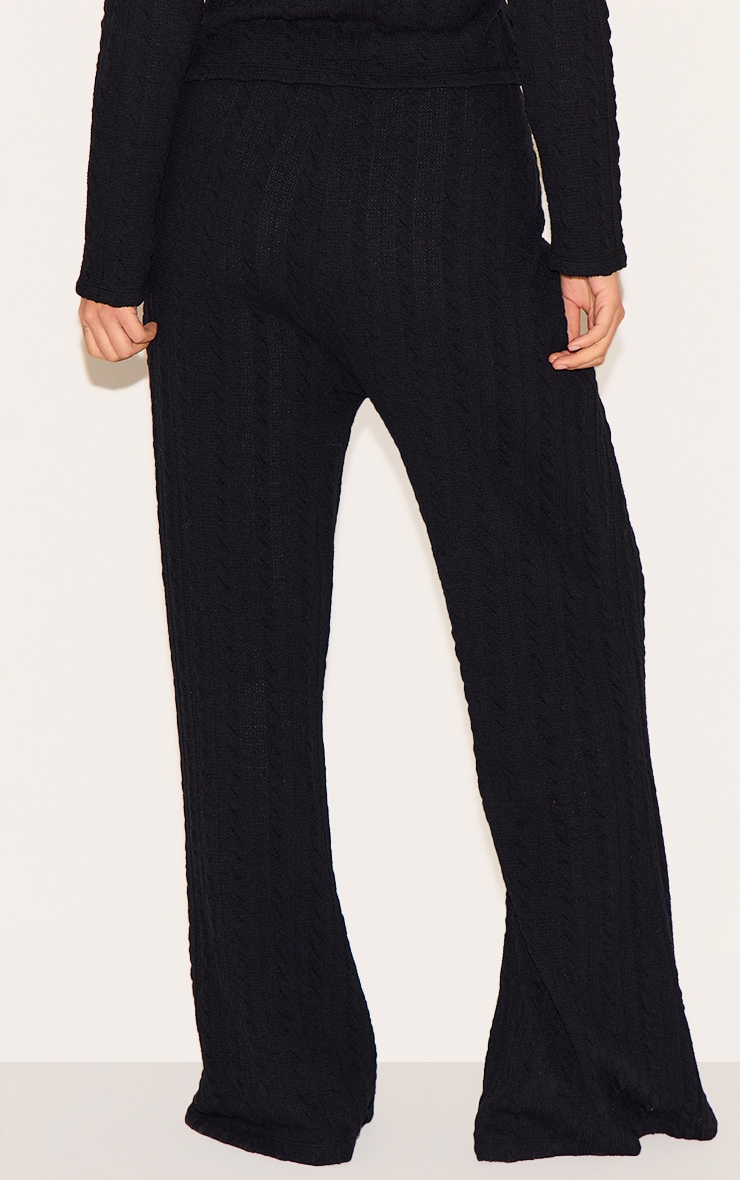 Plus Black Textured Wide Leg Pants image 3