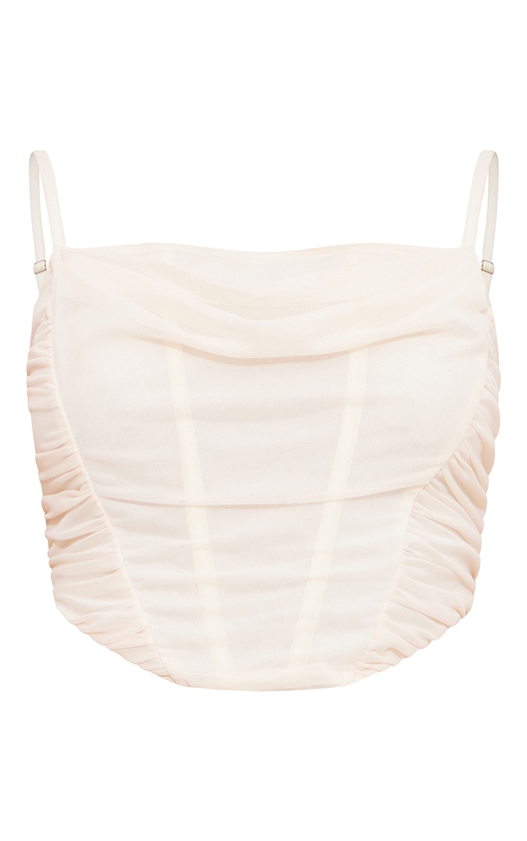 Cream Mesh Ruched Corset image 5