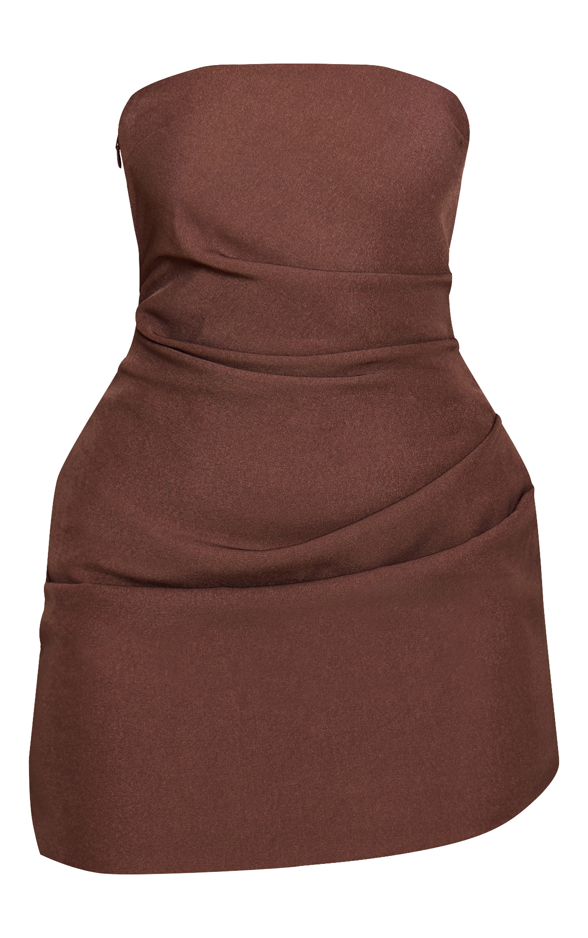 Chocolate Bandeau Ruched Mini Dress image 5