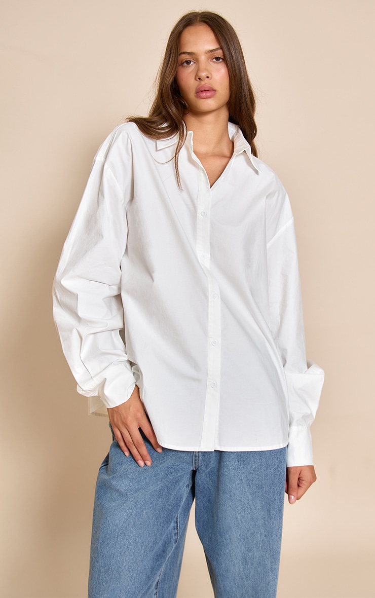 White Cotton Multi Button Cinched Shirt