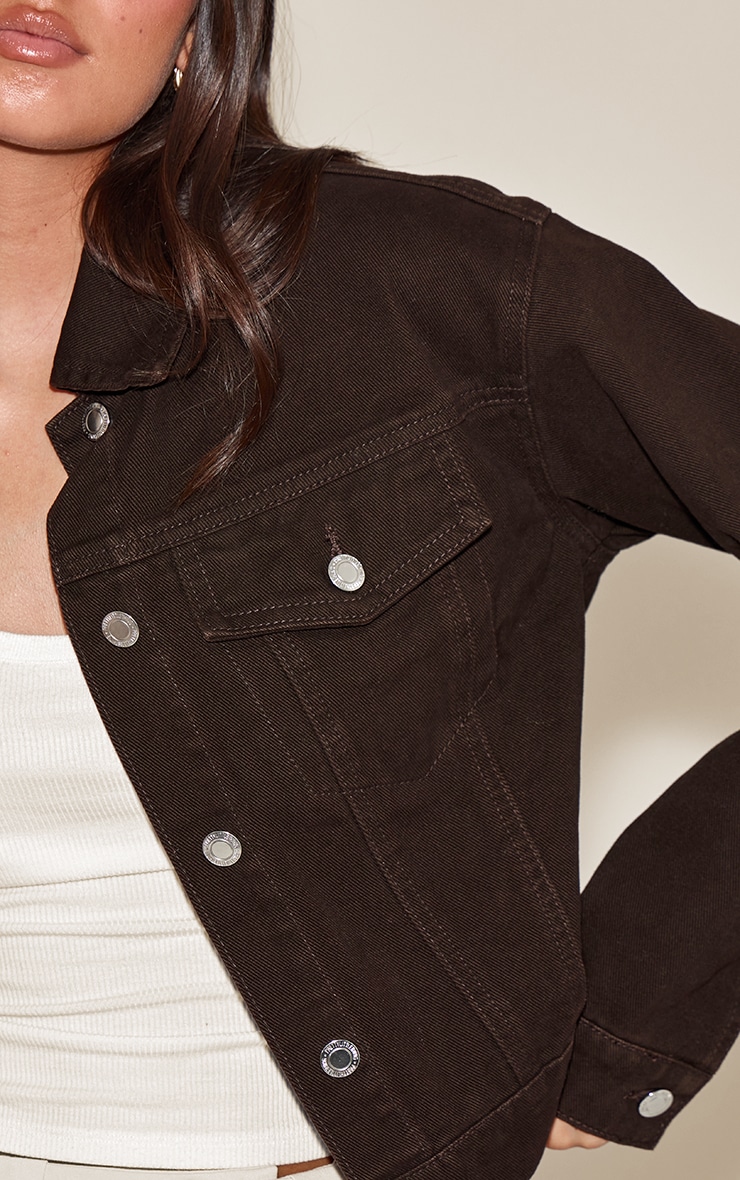 Veste ajustée en jean chocolat image 4