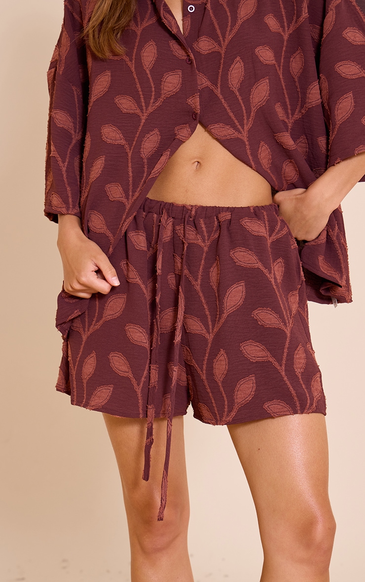  Plum Embroidered Floral Floaty Shorts image 5