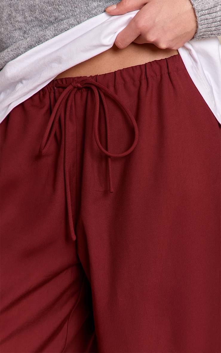Plum Woven Drawstring Low Rise Relaxed Pants image 4