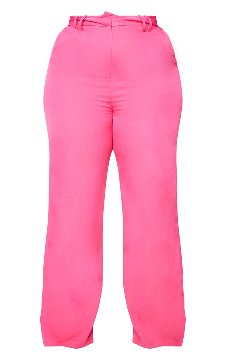 Plus Pink Woven Wide Leg Belt Loop Pants image 5