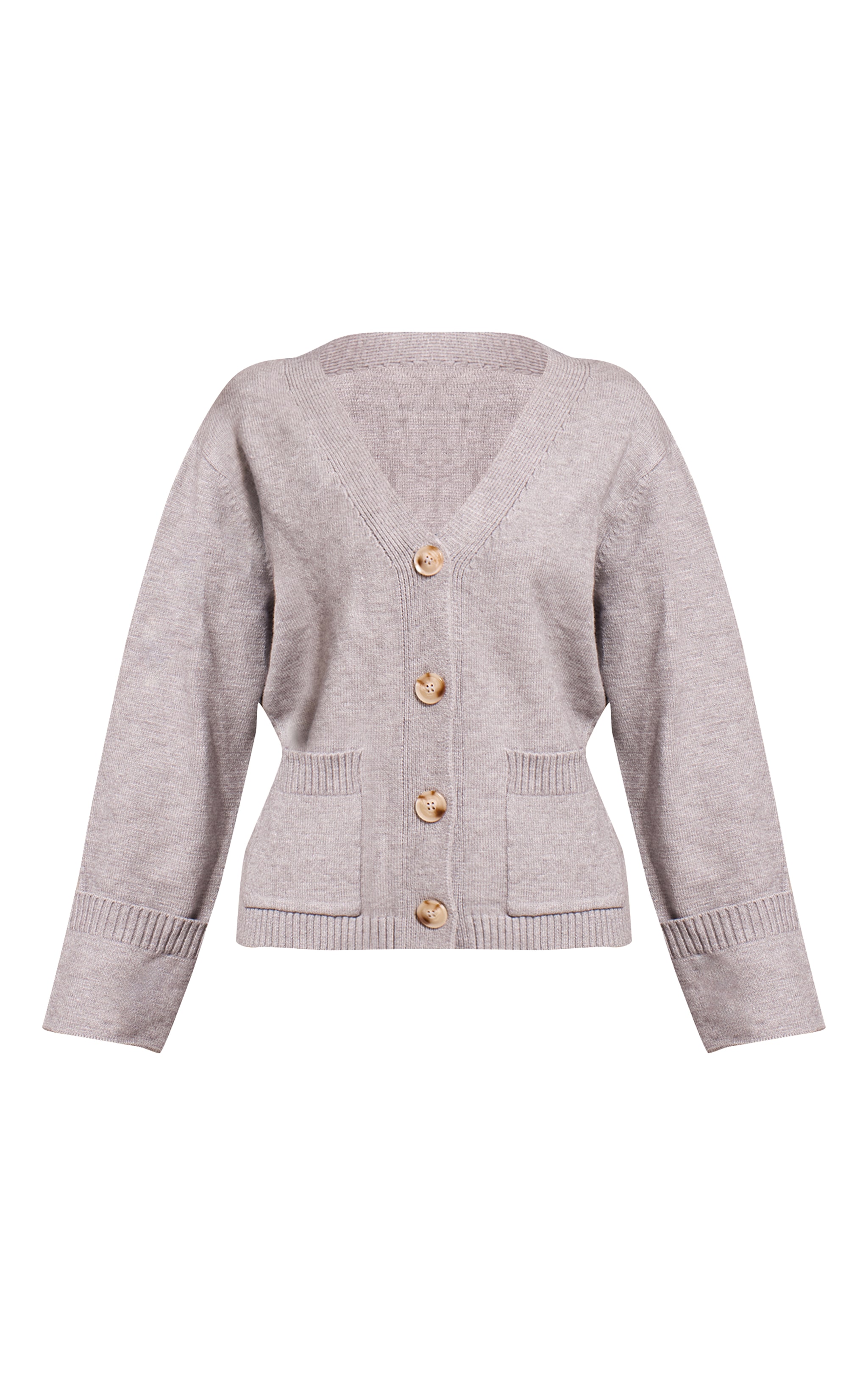 Petite Ash Grey Turn Back Cuff Cardigan image 5