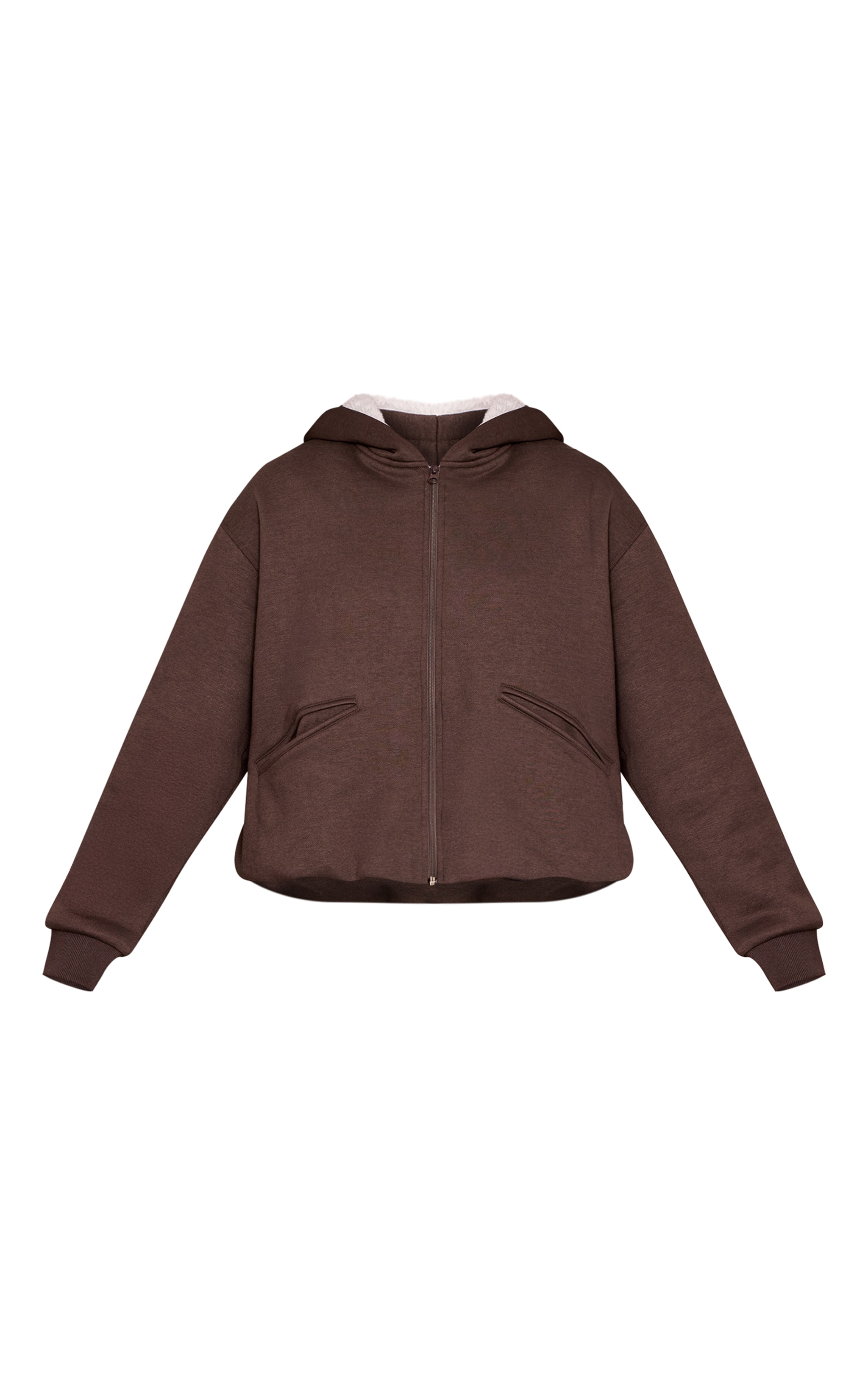 Chocolate Fleece Lined Zip Up Hoodie image 5