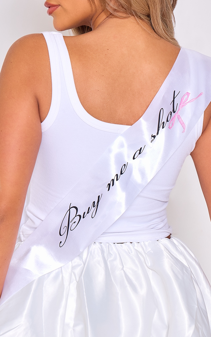 White 'Buy Me A Shot' Bridal Sash image 2