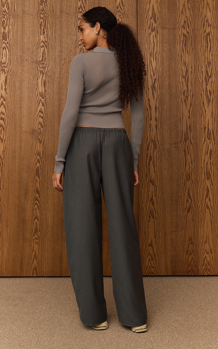 Pantalon décontracté tissé gris anthracite à cordons ajustables et taille basse image 2
