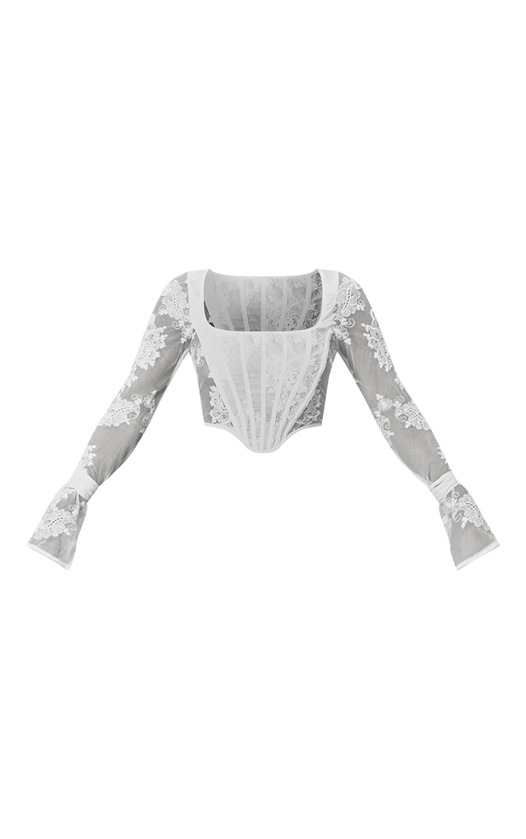 Cream Sheer Lace Corset Top image 1