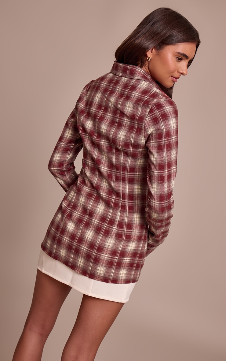 Rust Brushed Check Fitted Shirt  image 2