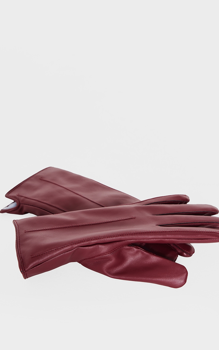 Gants en PU bordeaux image 2