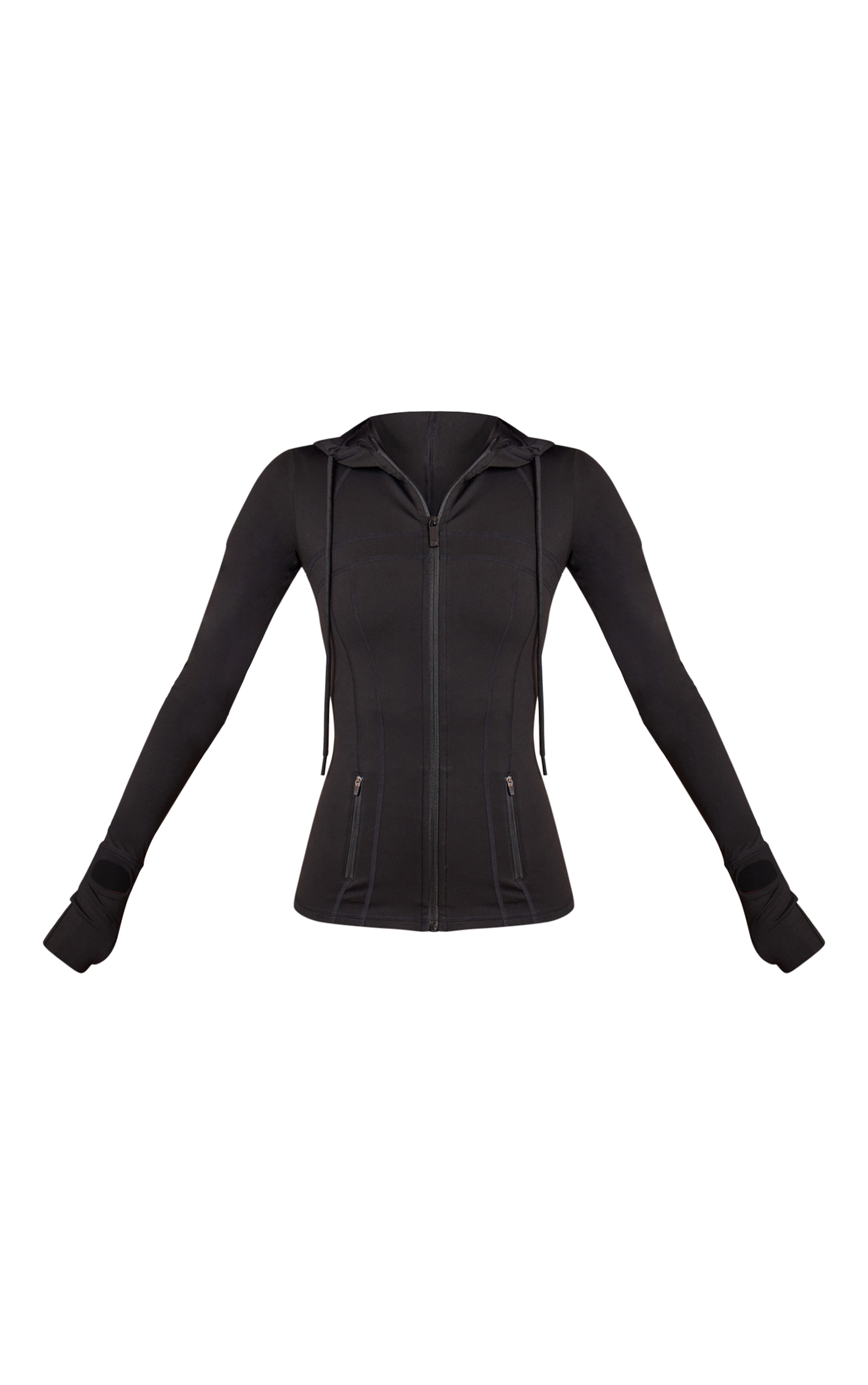 Tall Black Sculpt Seam Detail Drawstring Gym Jacket image 5