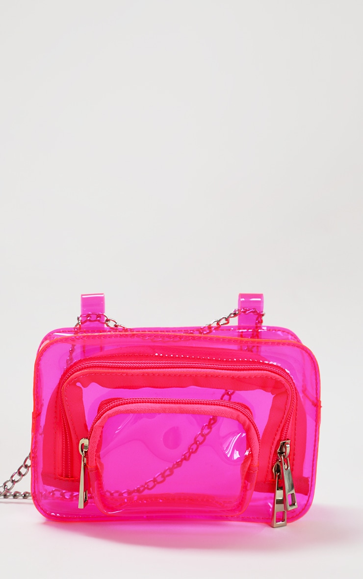 Pink Clear Pu Chain Belt Bag Accessories PrettyLittleThing UAE