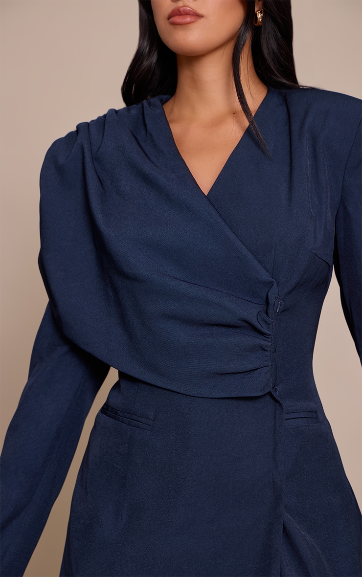 Navy Shoulder Drape Cinch Blazer image 4