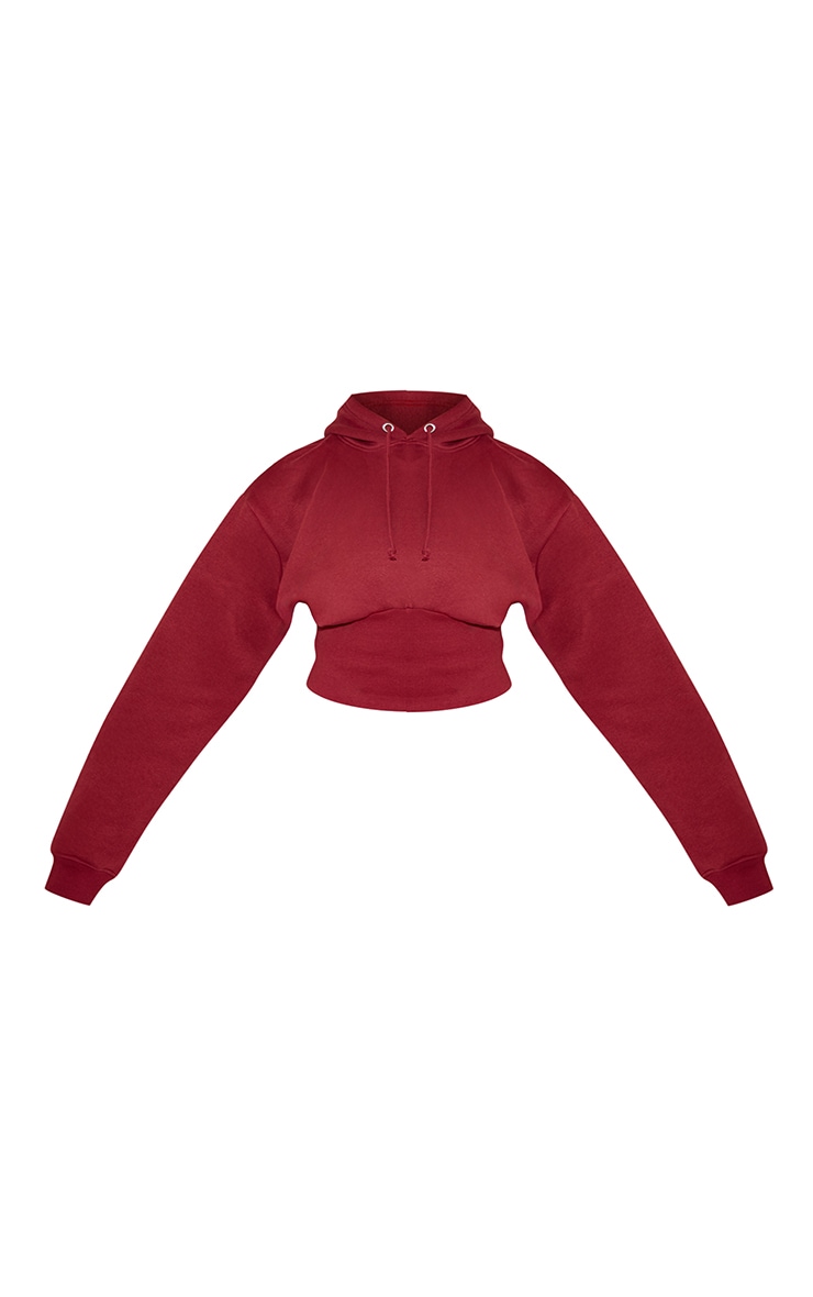 Shape Rosewood Sweat Cropped Shirred Waist Hoodie image 5