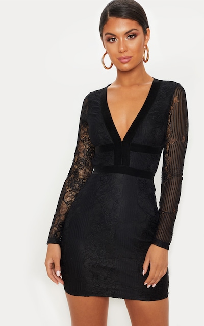 burgundy lace velvet trim open back bodycon dress