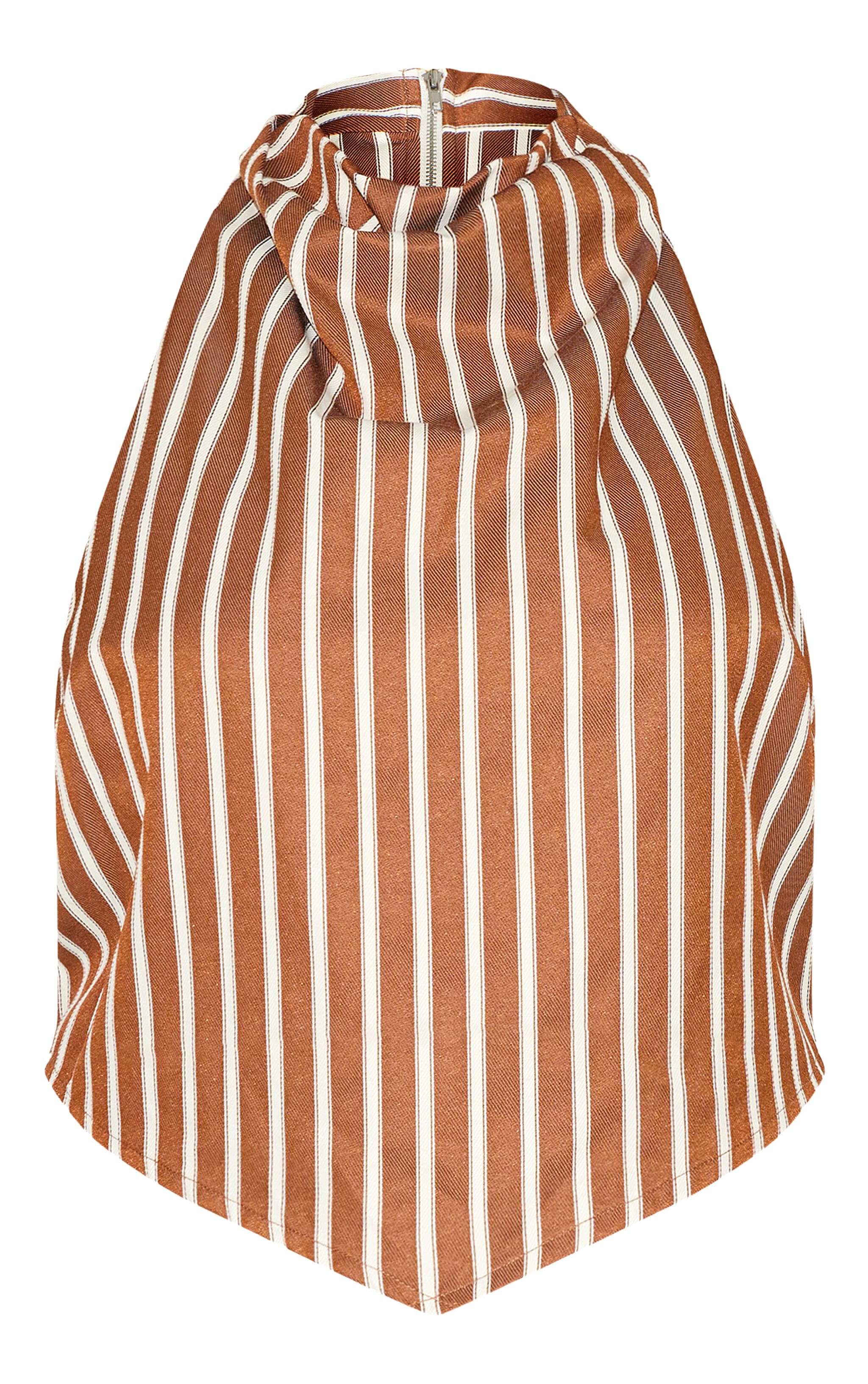 Plus Chestnut Cotton Look Striped Halterneck Top image 5