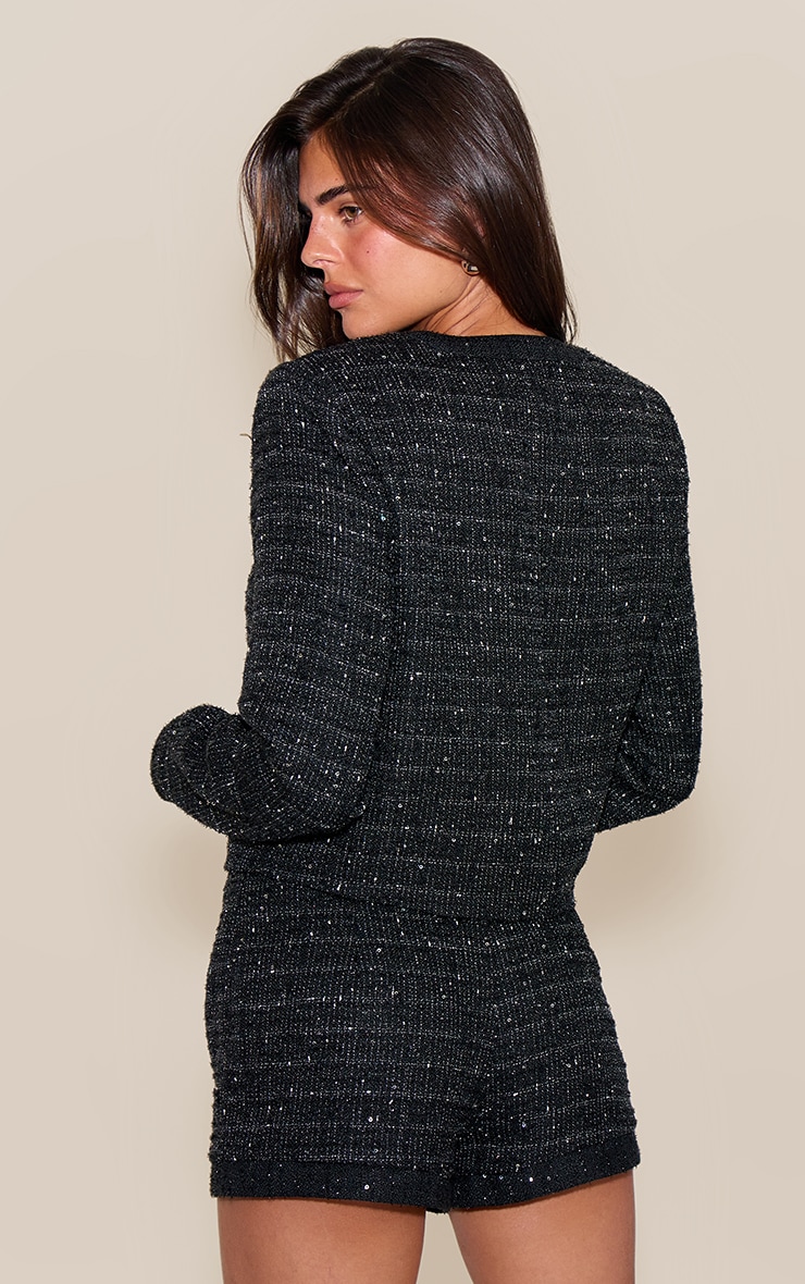 Black Sequin Boucle Jacket image 2