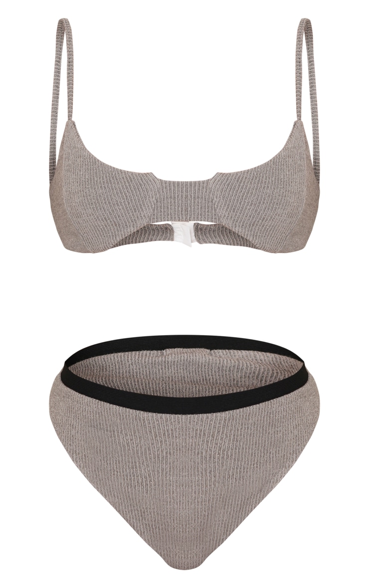 Grey Brushed Soft Rib Lingerie Set image 1