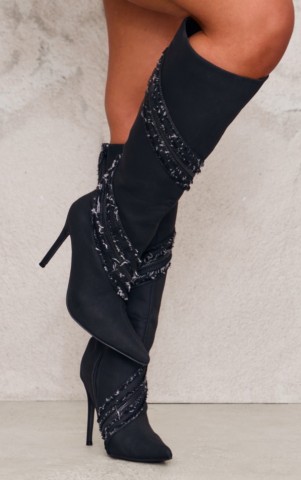 Diamante Stiletto Heel Knee High Boots main image 1