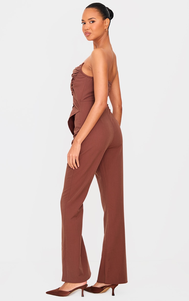 Chocolate Ruched Pointed Corset Bandeau Jumpsuit image 2