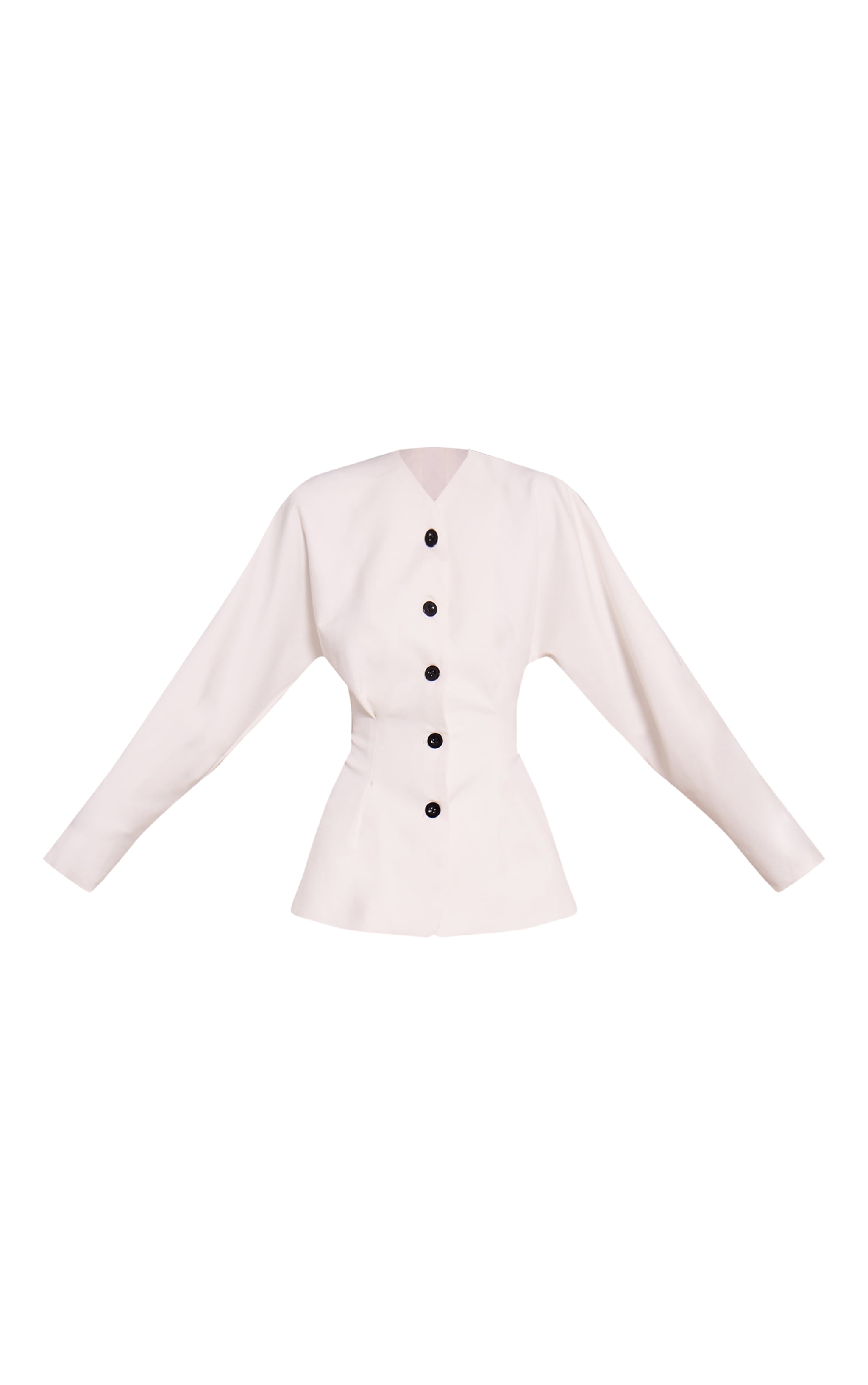 Cream Cinched Waist Button Up Blazer image 5