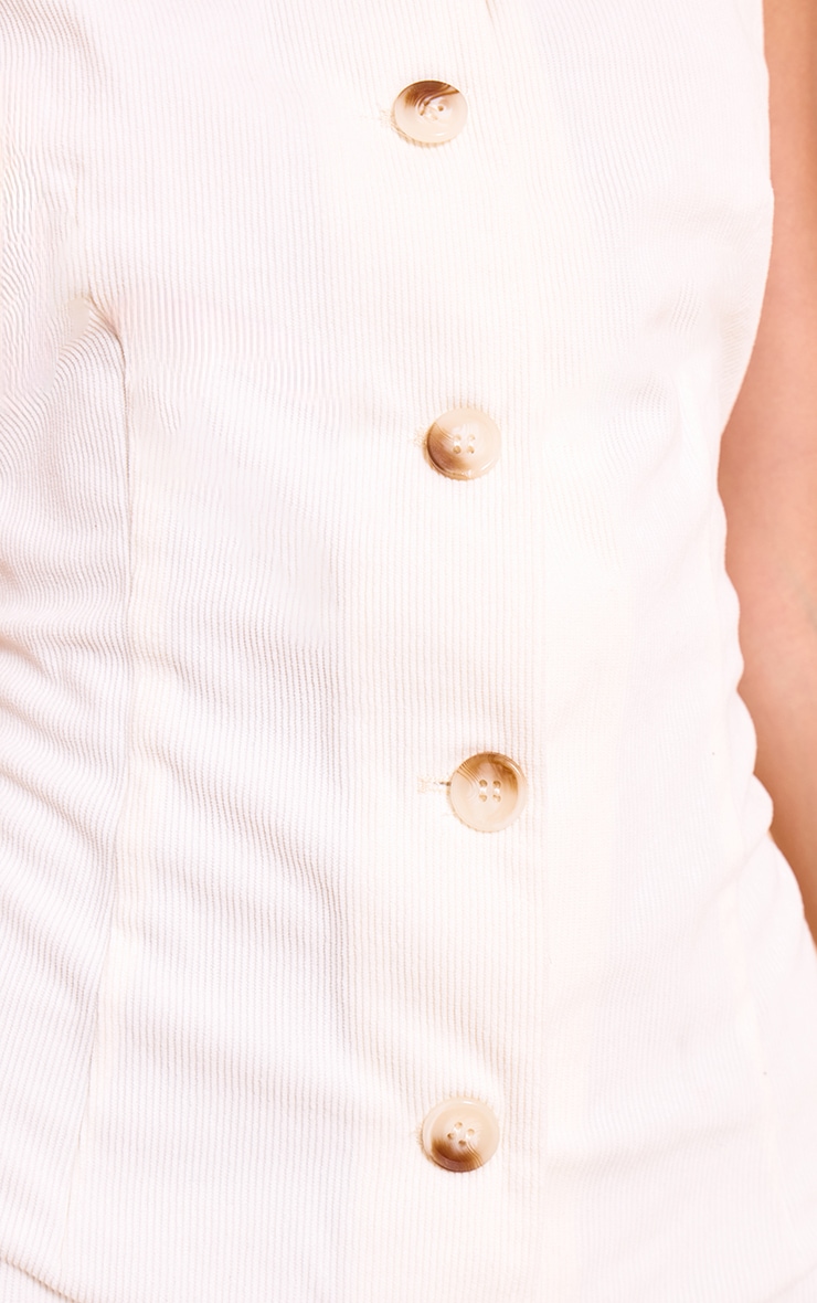 Robe droite en velours côtelé crème à boutons image 4