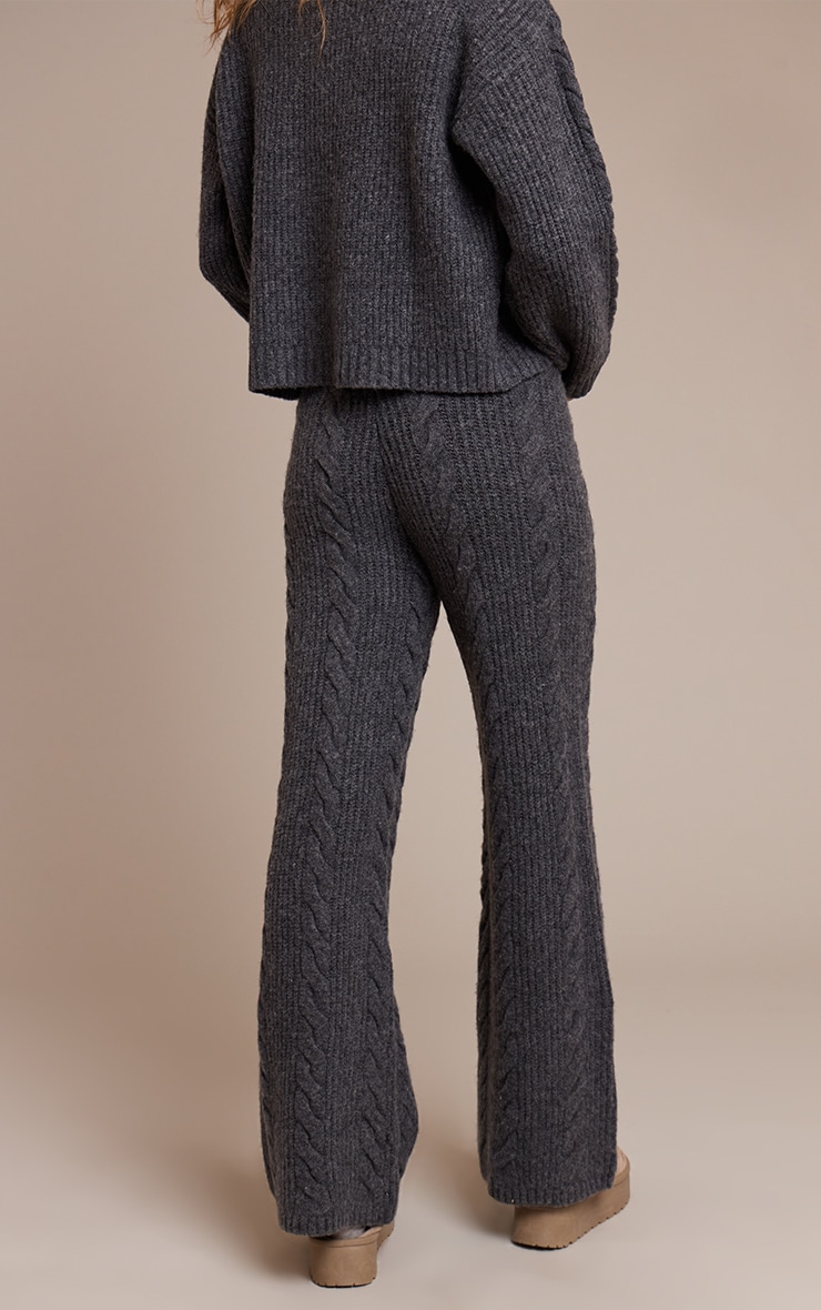 Pantalon en maille tricot torsadée gris anthracite image 3