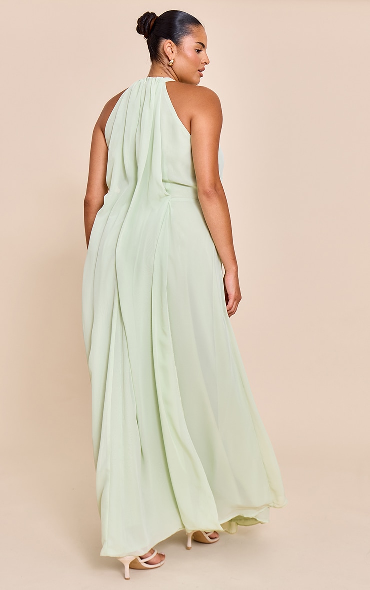 Plus Lime Chiffon Extreme Pleated Maxi Dress image 2