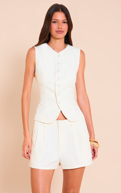 Cream Tailored Woven Waistcoat