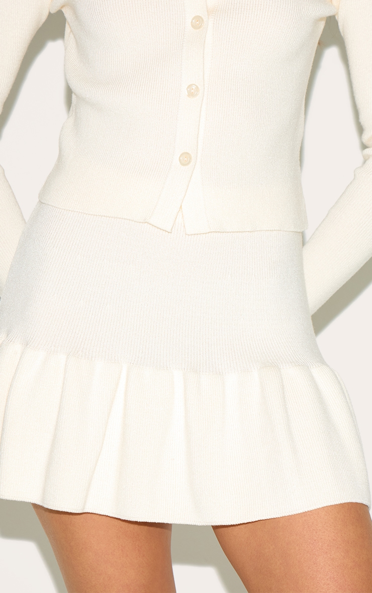 Cream Knitted Pleated Skirt image 5
