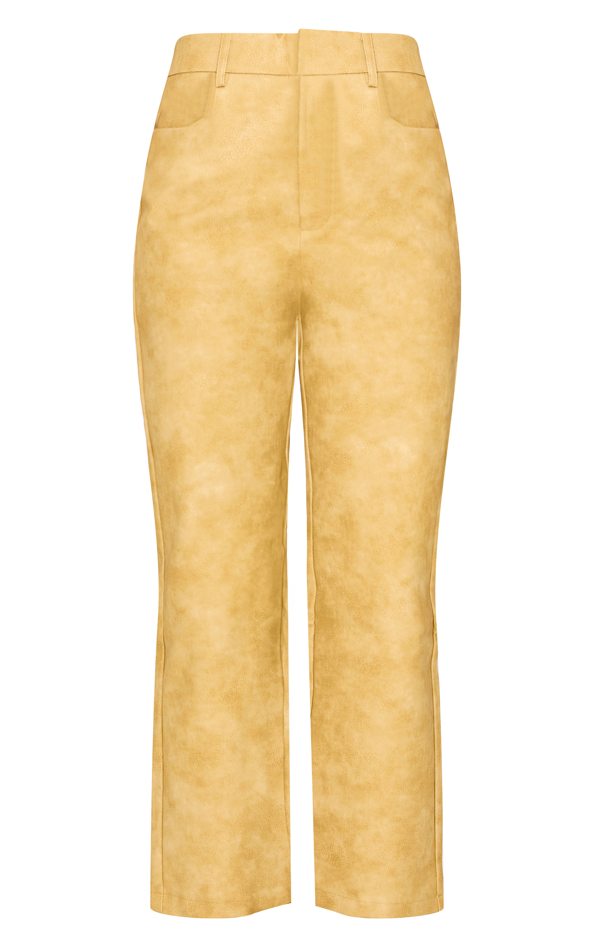 Mustard Washed Faux Leather Cropped Straight Leg Pants image 5
