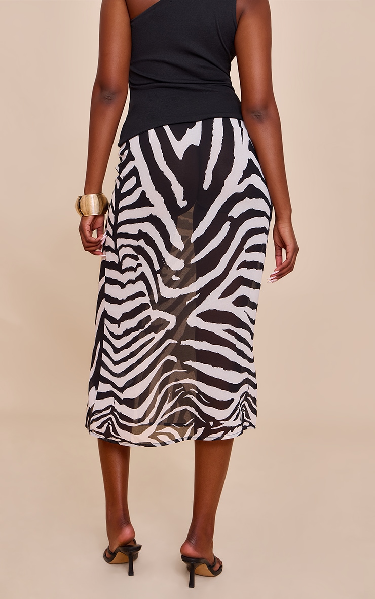 Zebra Print Sheer Chiffon Midaxi Skirt image 3