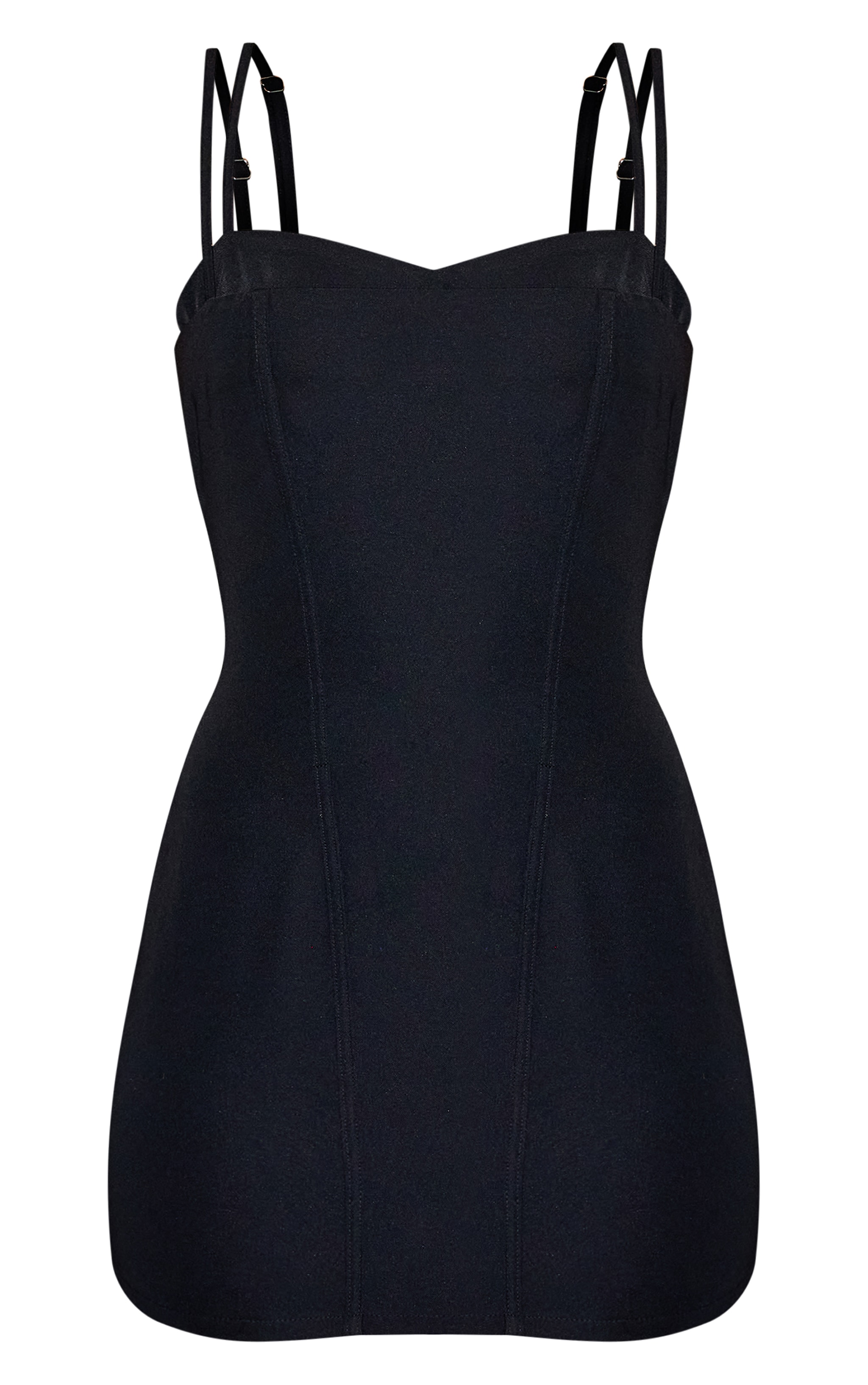 Black Woven Boning Detail Mini Dress image 5