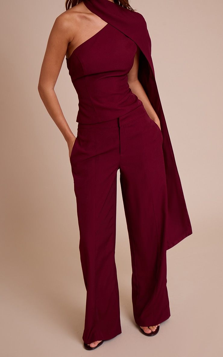 Wine Tailored Woven Seam Detail Pants image 2