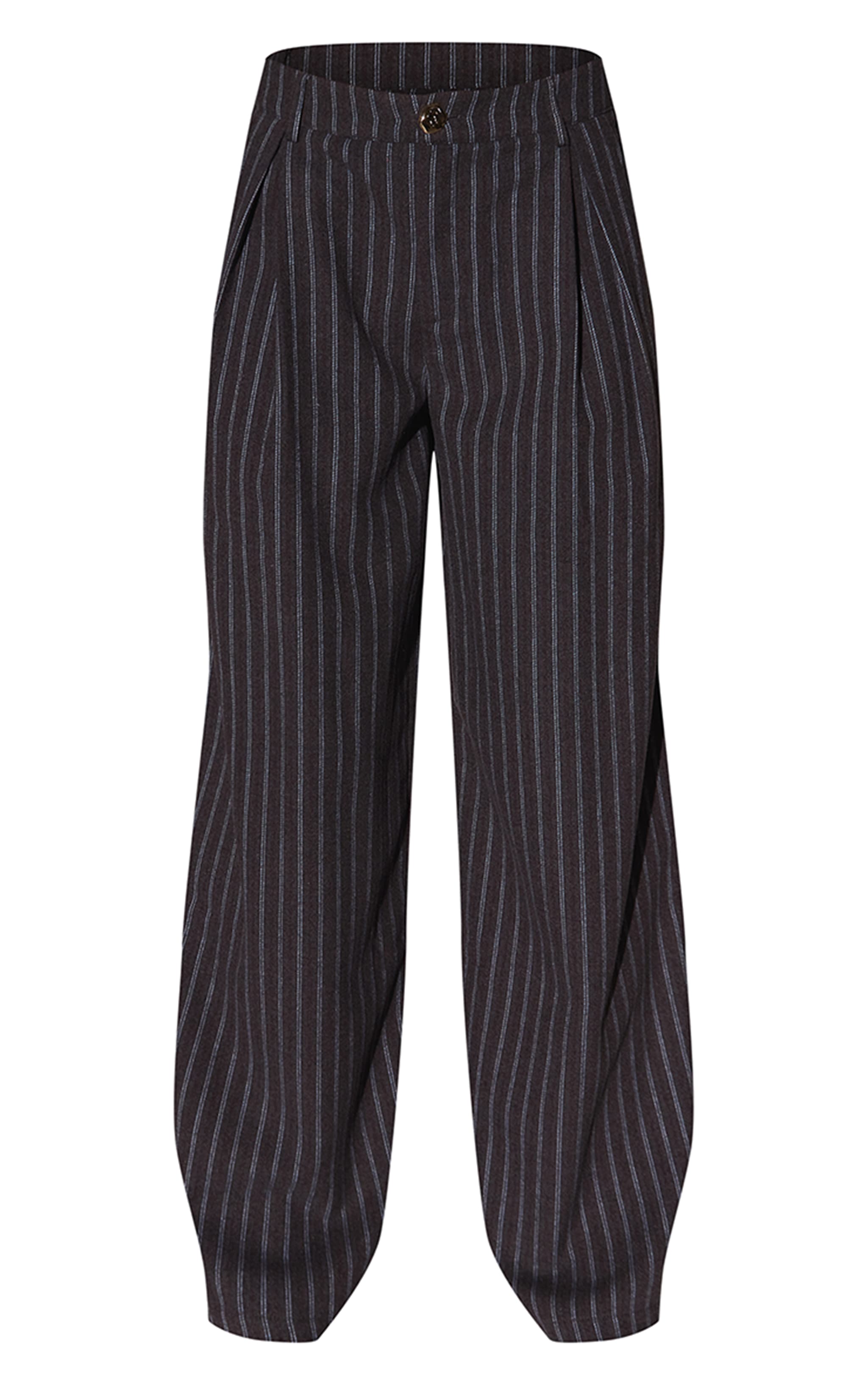 Slate Grey Brushed Pinstripe Wide Leg Pants image 5