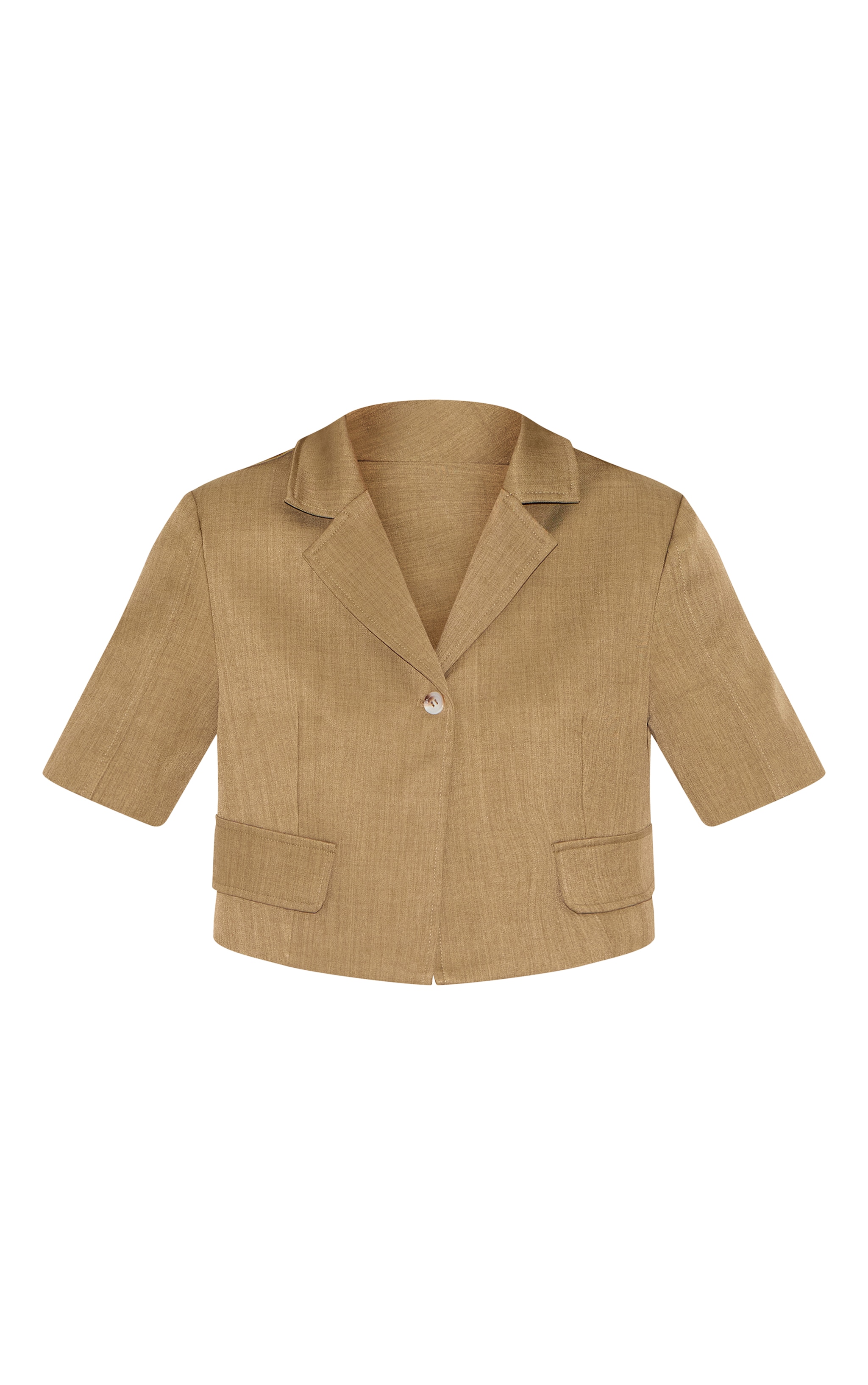 Khaki Cropped Super Boxy Blazer image 5