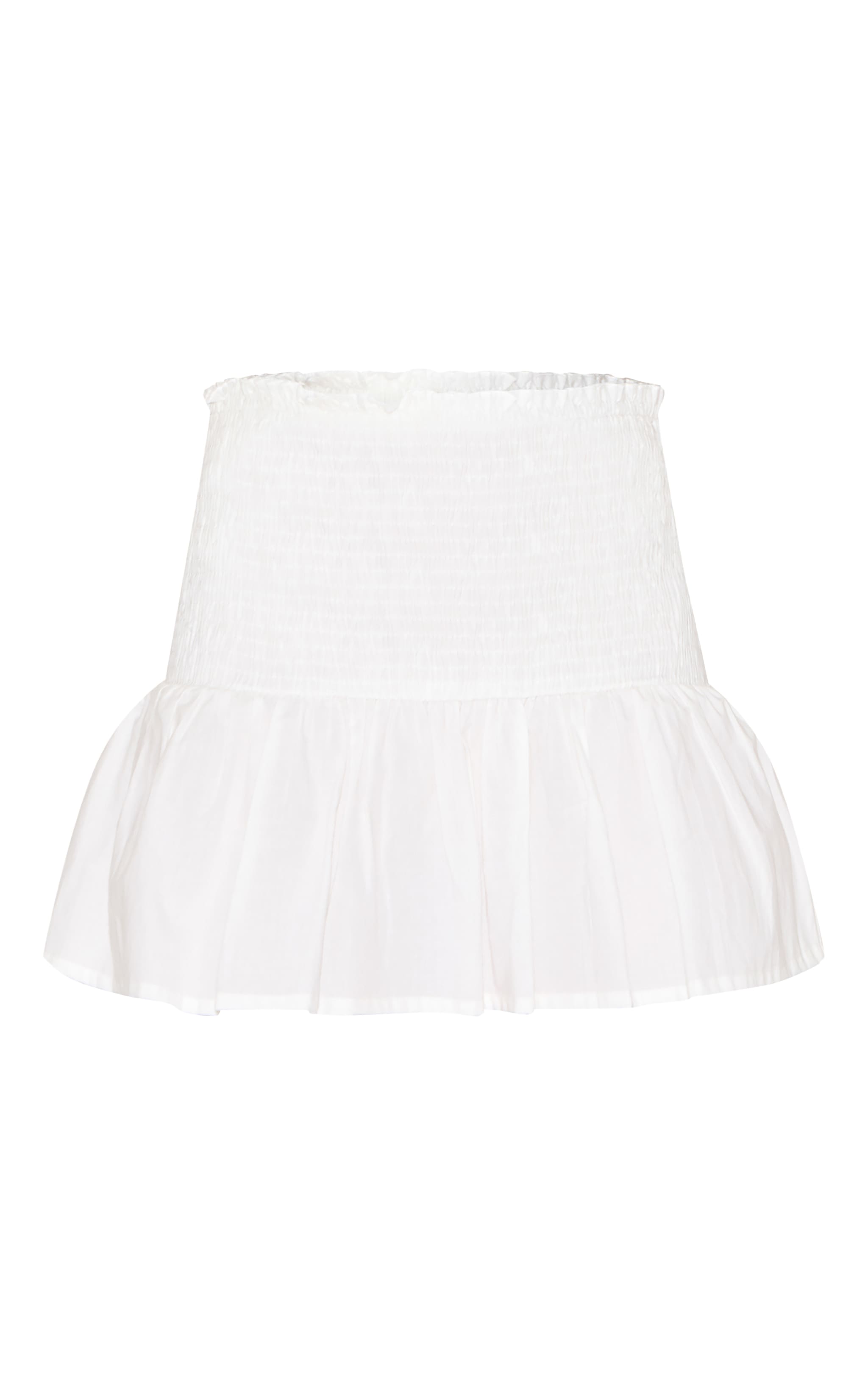 Mini-jupe en coton blanc froncée à taille tombante image 6