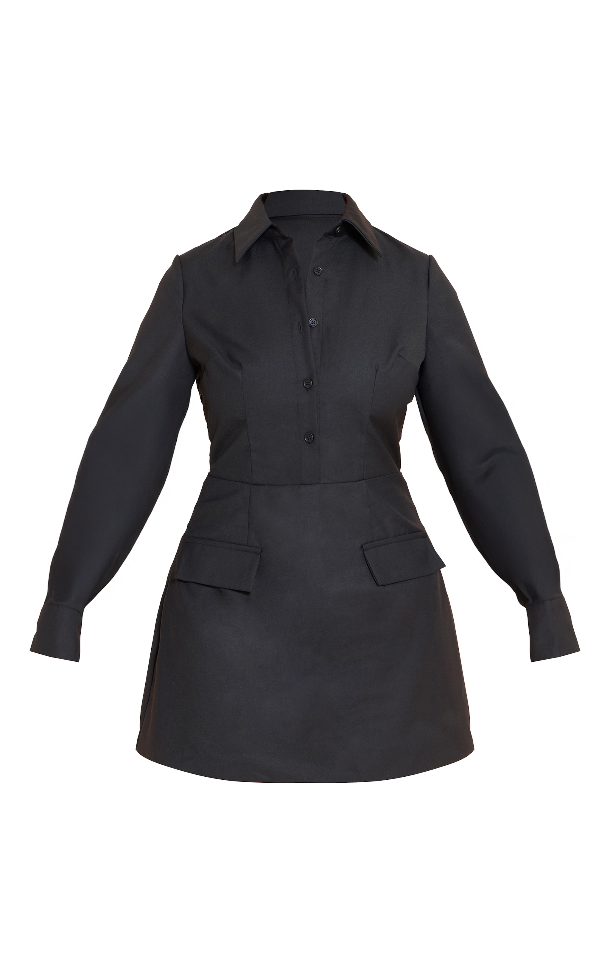 Shape Black Tailored A-line Shirt Dress image 5