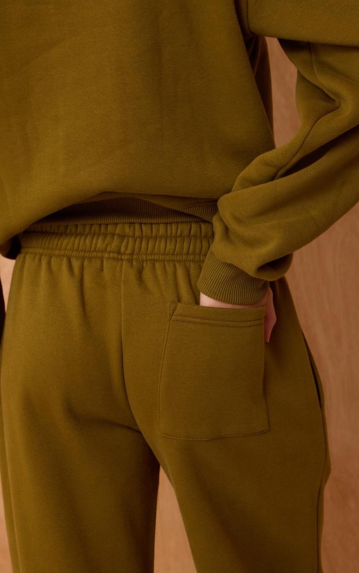 Olive Cotton Fleece Straight Leg Sweatpants image 4