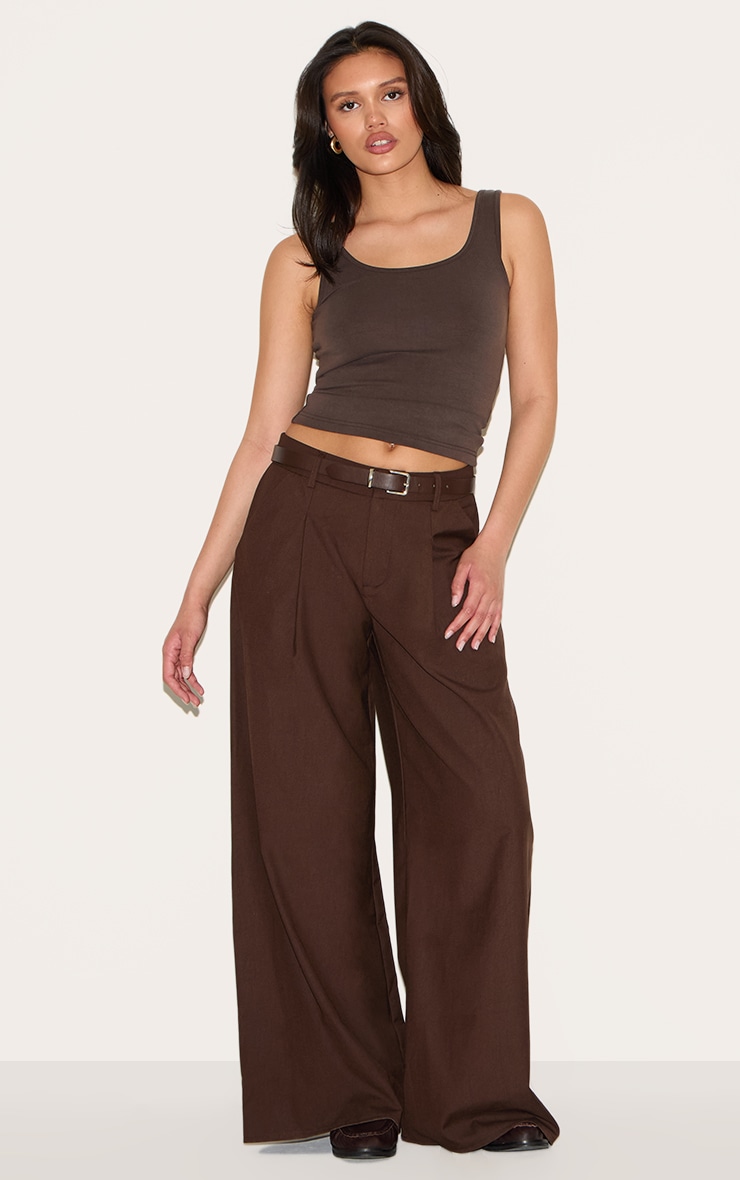 Chocolate Premium Soft Touch Scoop Neck Vest Top image 3