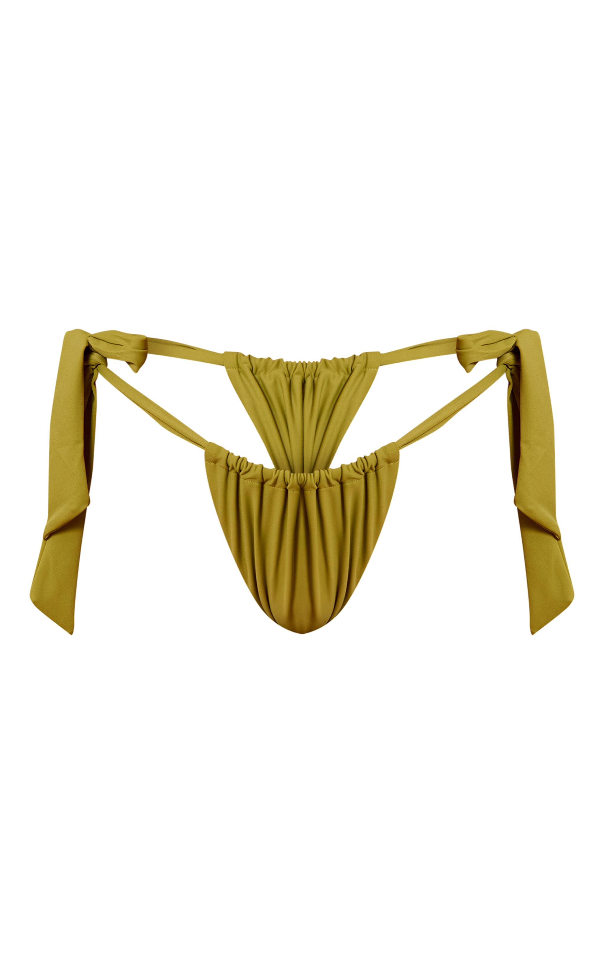 Olive Thick Strap Tie Side Bikini Bottoms image 5
