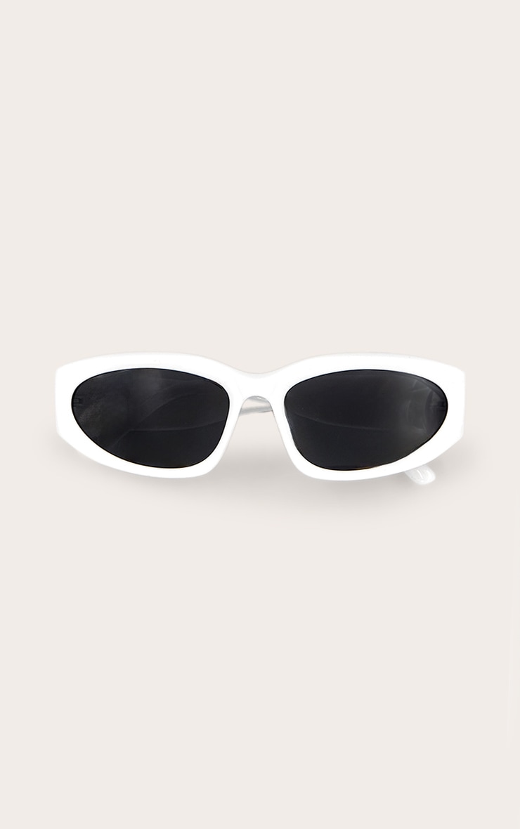 White Chunky Angled Sunglasses image 2