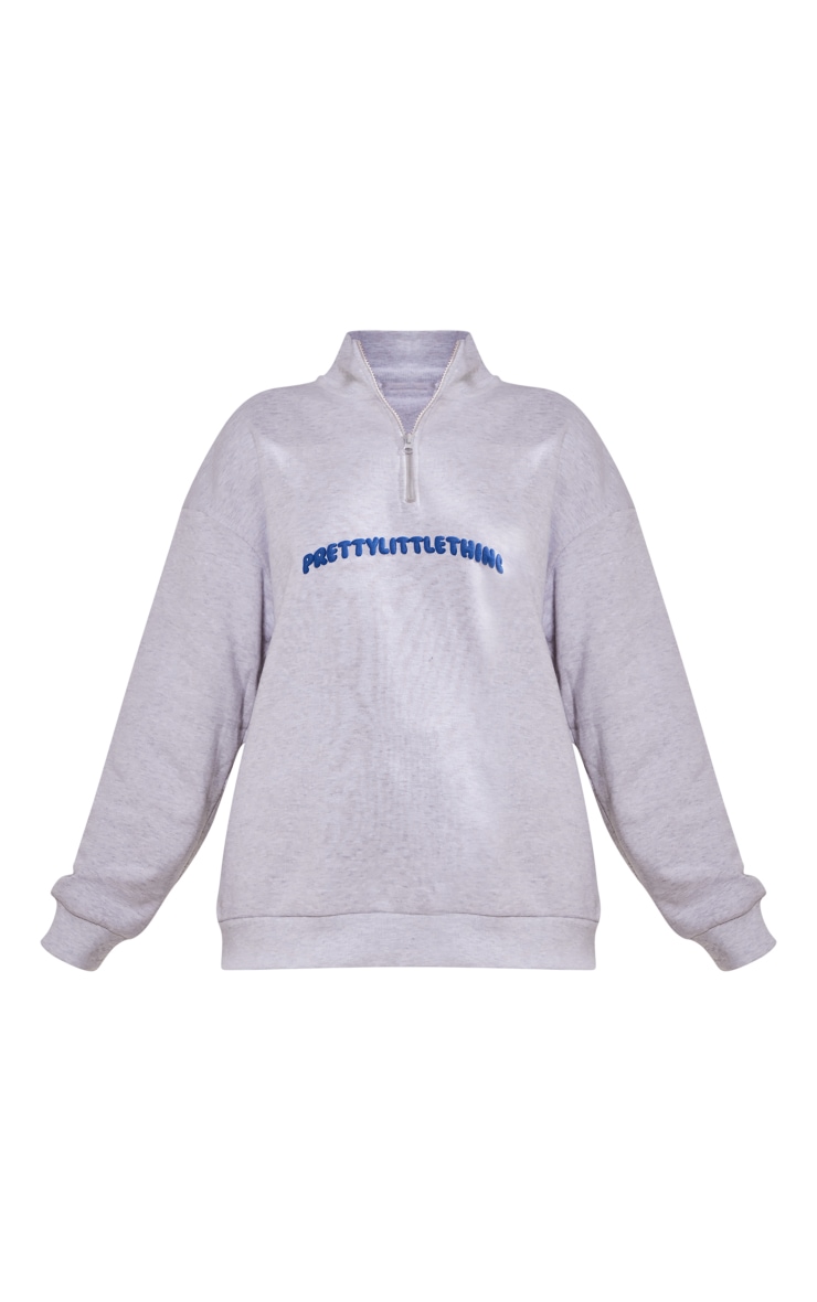 PRETTYLITTLETHING Grey Puff Print Zip Up Sweater image 5
