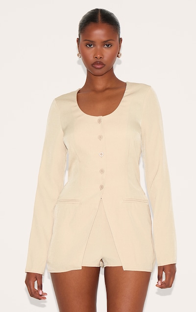 Lemon Tailored Button Down Scoop Neck Romper