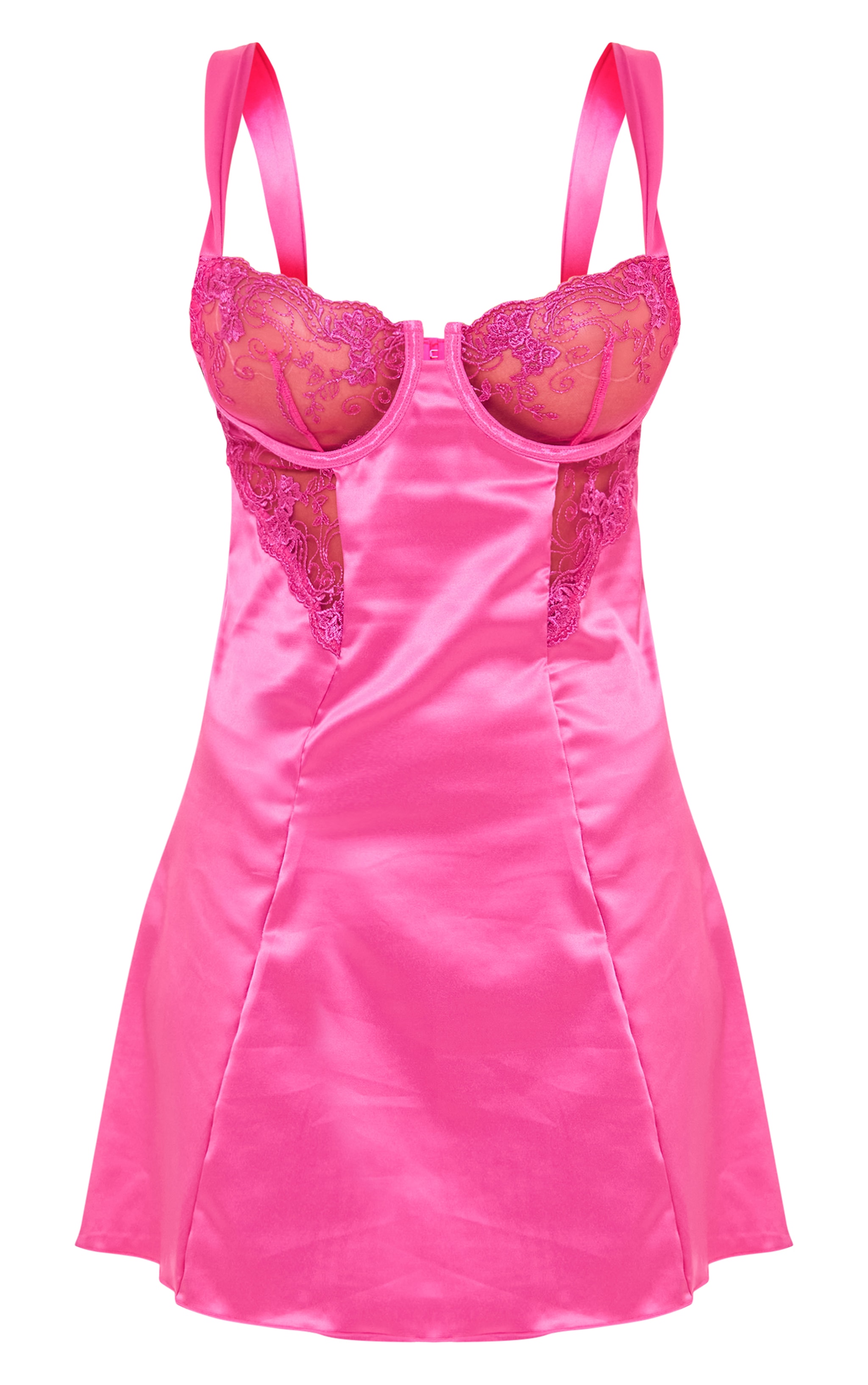 Pink Lace Cup Satin Slip Dress image 5