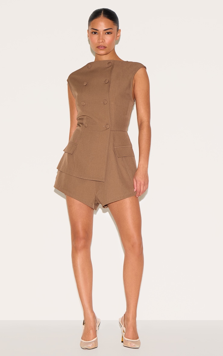 Petite Mushroom Sleeveless Tailored Playsuit image 3