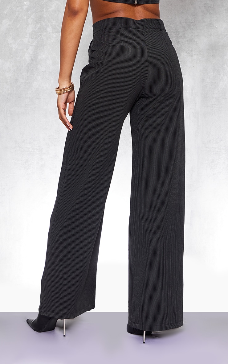 Black Straight Leg Pinstripe Pants image 3