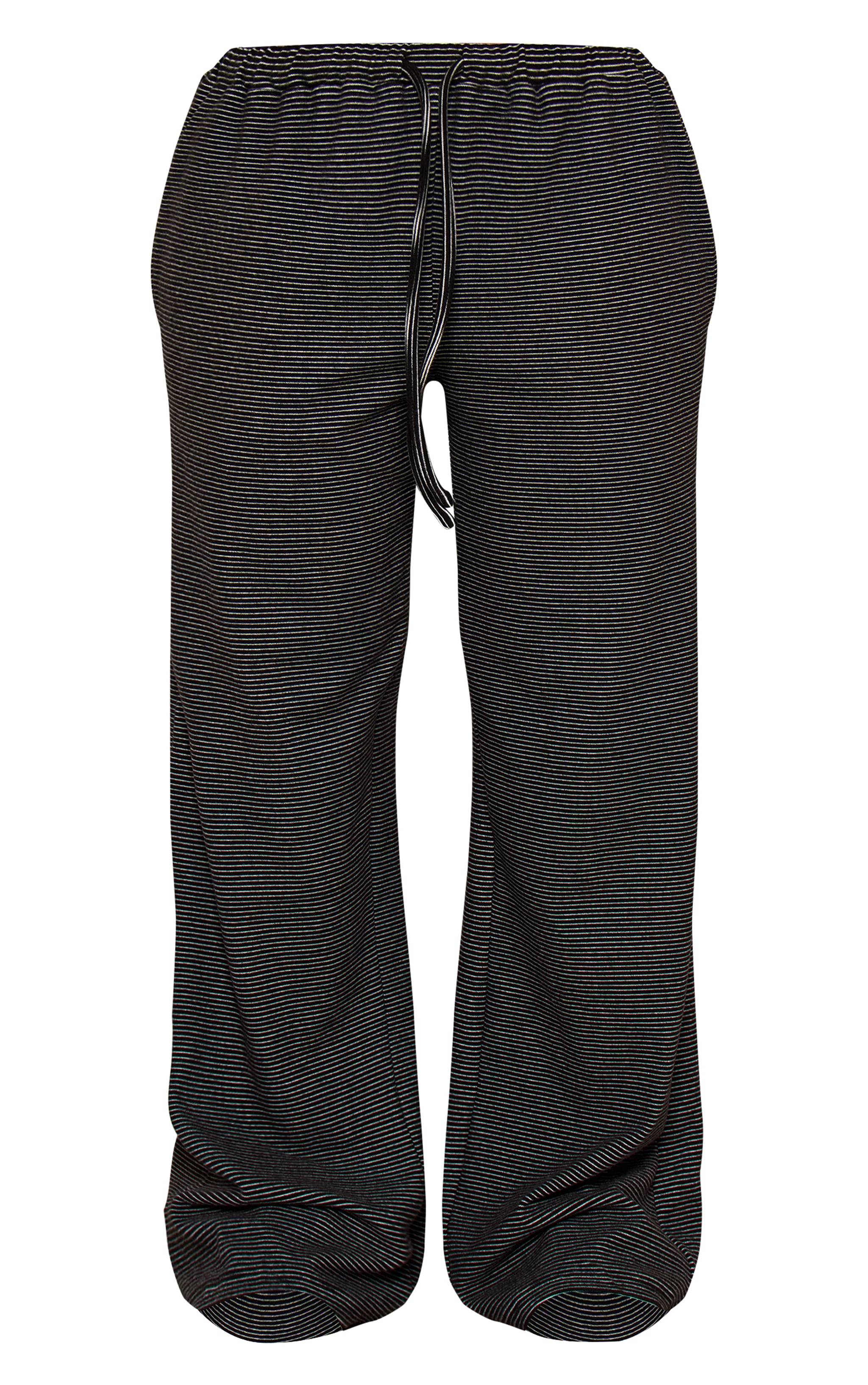 Petite Black Stripe Ribbed Elasticated Waist Wide Leg Trousers  image 5