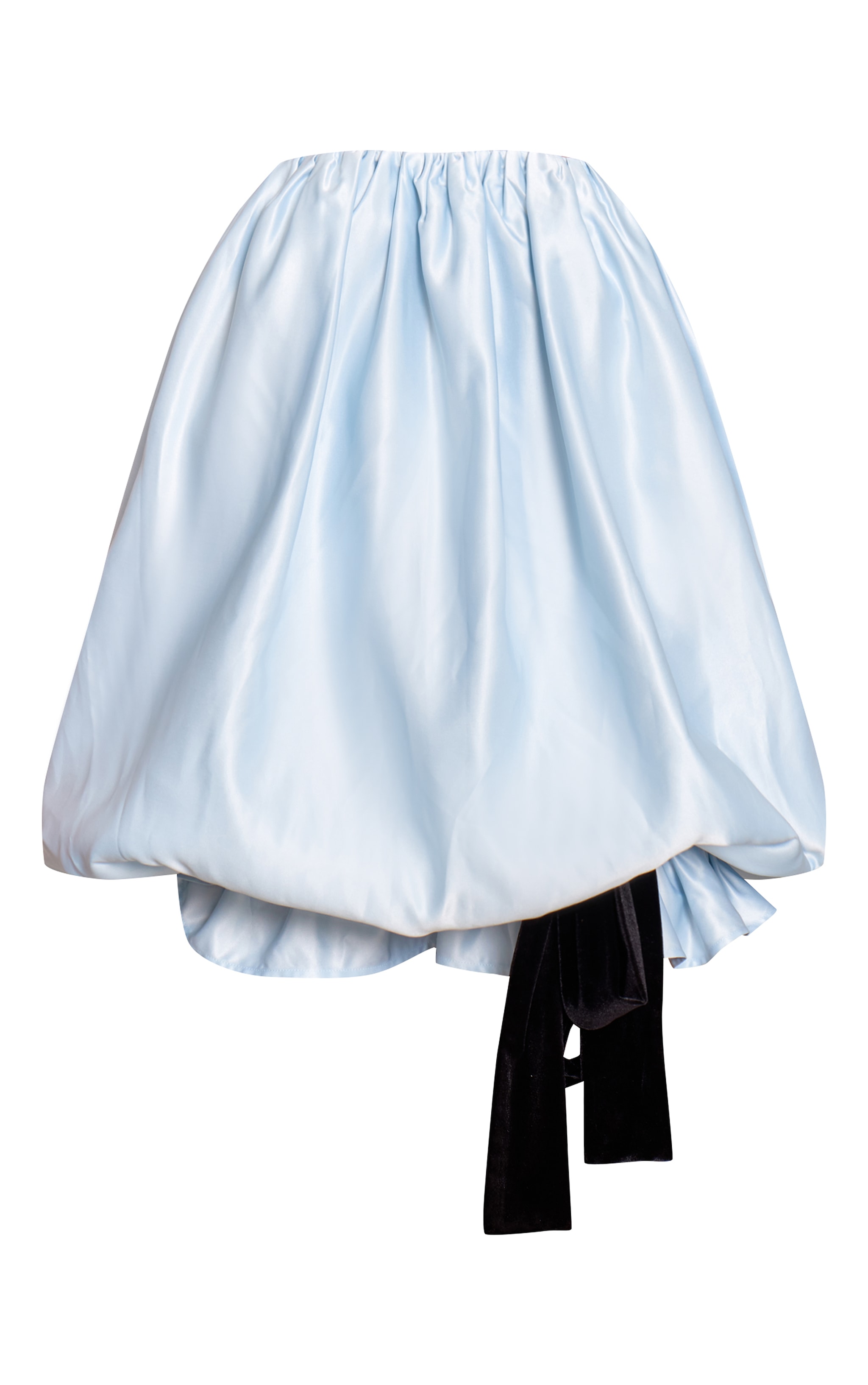 Baby Blue Velvet Bow Detail Puffball Dress image 5